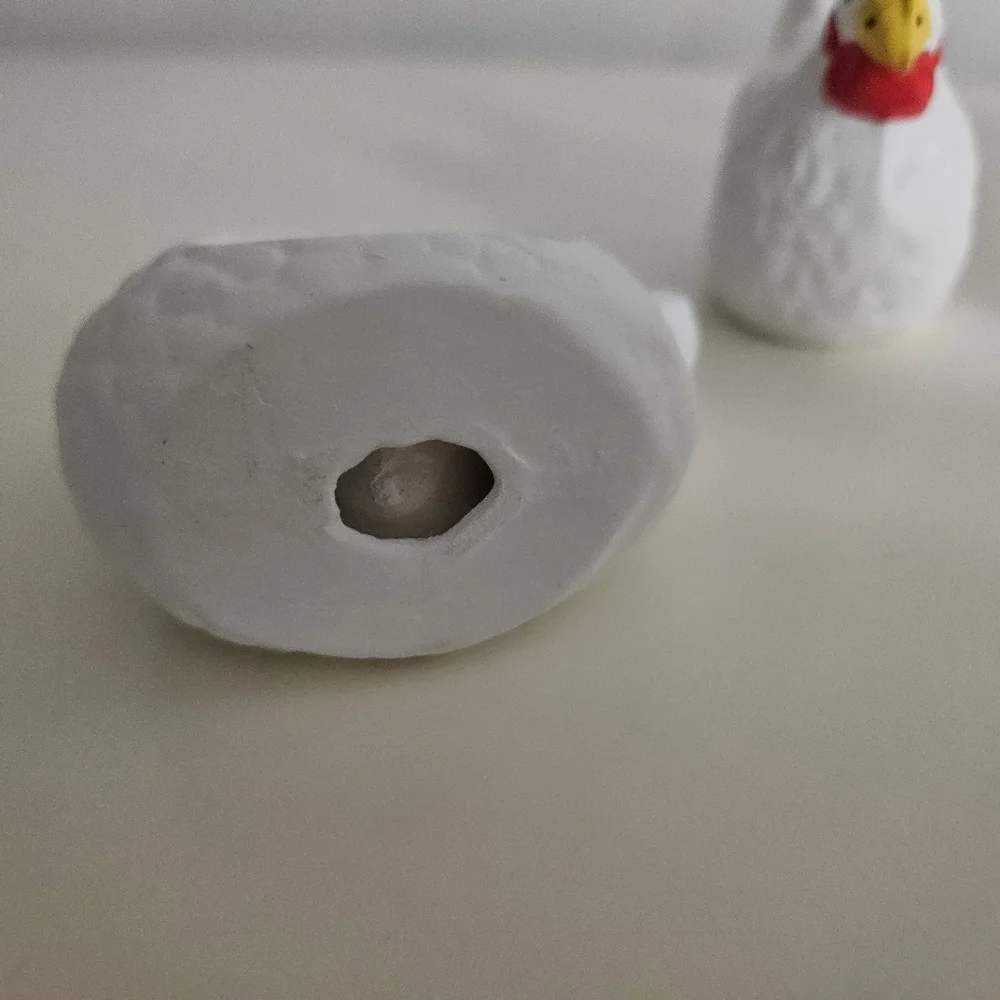 White Ceramic Hand Painted Chicken Napkin Holders x 6